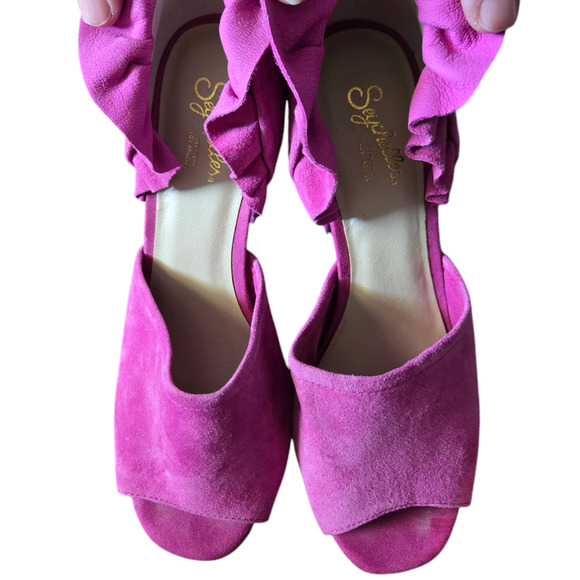 Seychelles Ruffle Block Heel High Heels Size 7.5 - Picture 4 of 8